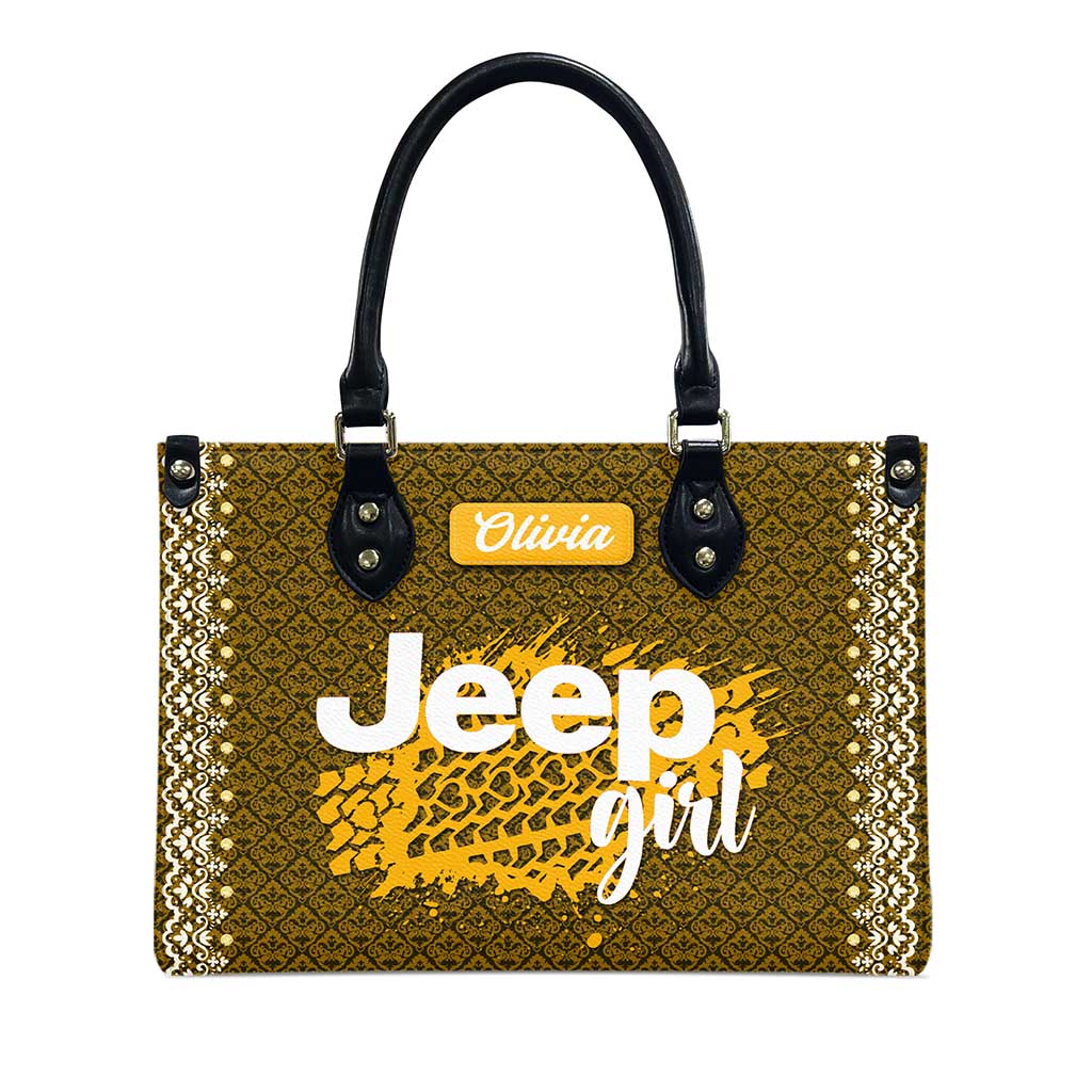 Personalized Jeep Girl Tire Tracks Leather Handbag TN2407261603