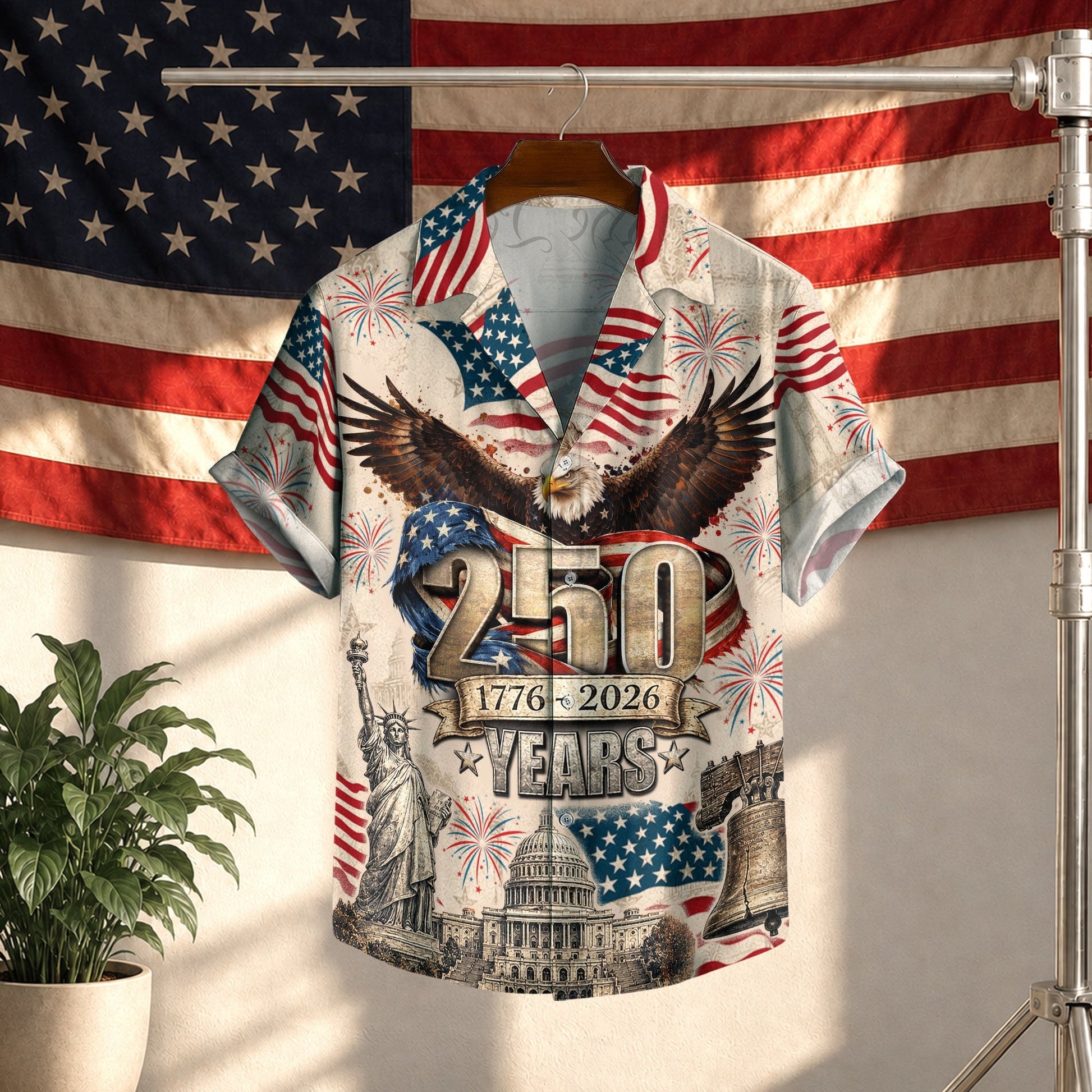 250 Years Of America 1776–2026 Eagle Edition Hawaiian Shirt - Patriotic Gift For Him HN02