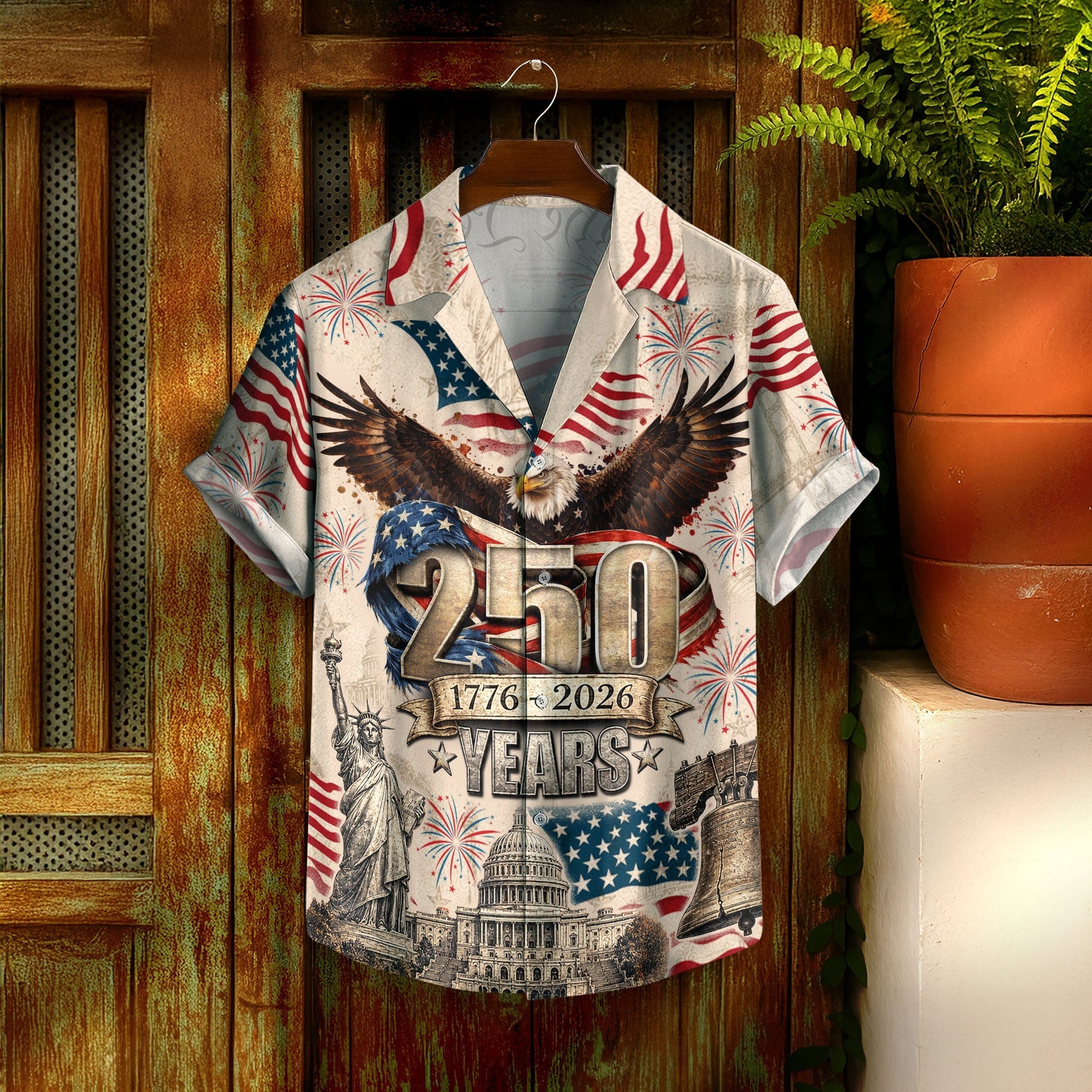 250 Years Of America 1776–2026 Eagle Edition Hawaiian Shirt - Patriotic Gift For Him HN02
