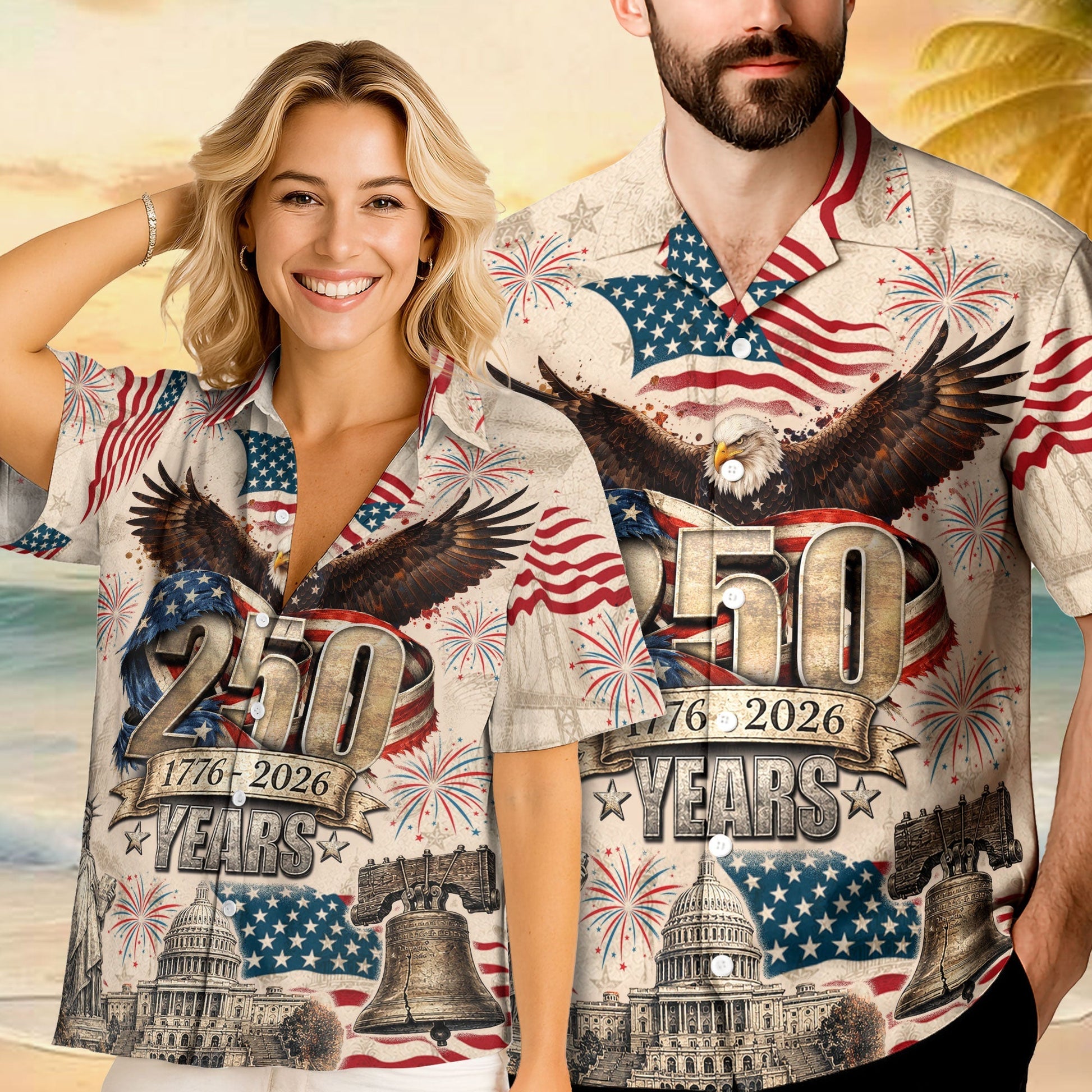 250 Years Of America 1776–2026 Eagle Edition Hawaiian Shirt - Patriotic Gift For Him HN02
