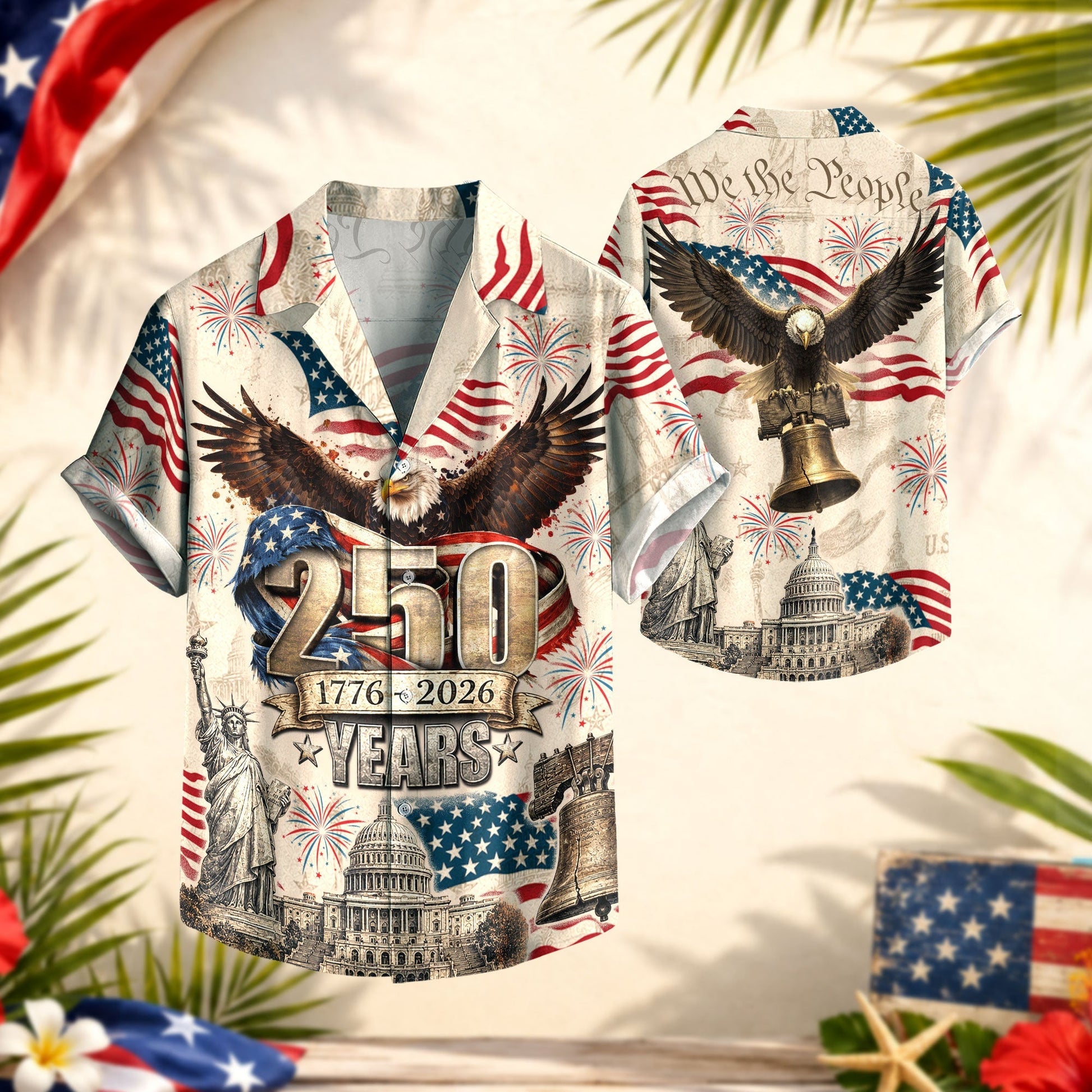 250 Years Of America 1776–2026 Eagle Edition Hawaiian Shirt - Patriotic Gift For Him HN02