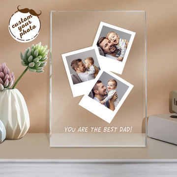 litzzy Customized Father's Day Gift, Personalized Photo Wooden Base Night Light for Dad, Gift For Father's Day Night Light Plaque  