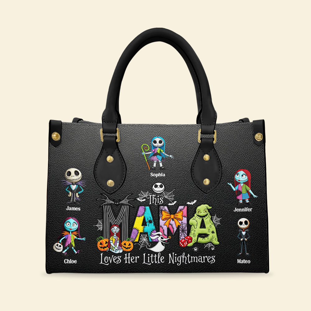 Spooky Mama - This Mama Loves Her Little Nightmares Personalized Leather Bag for Halloween Leather Bag PopCulturePrints