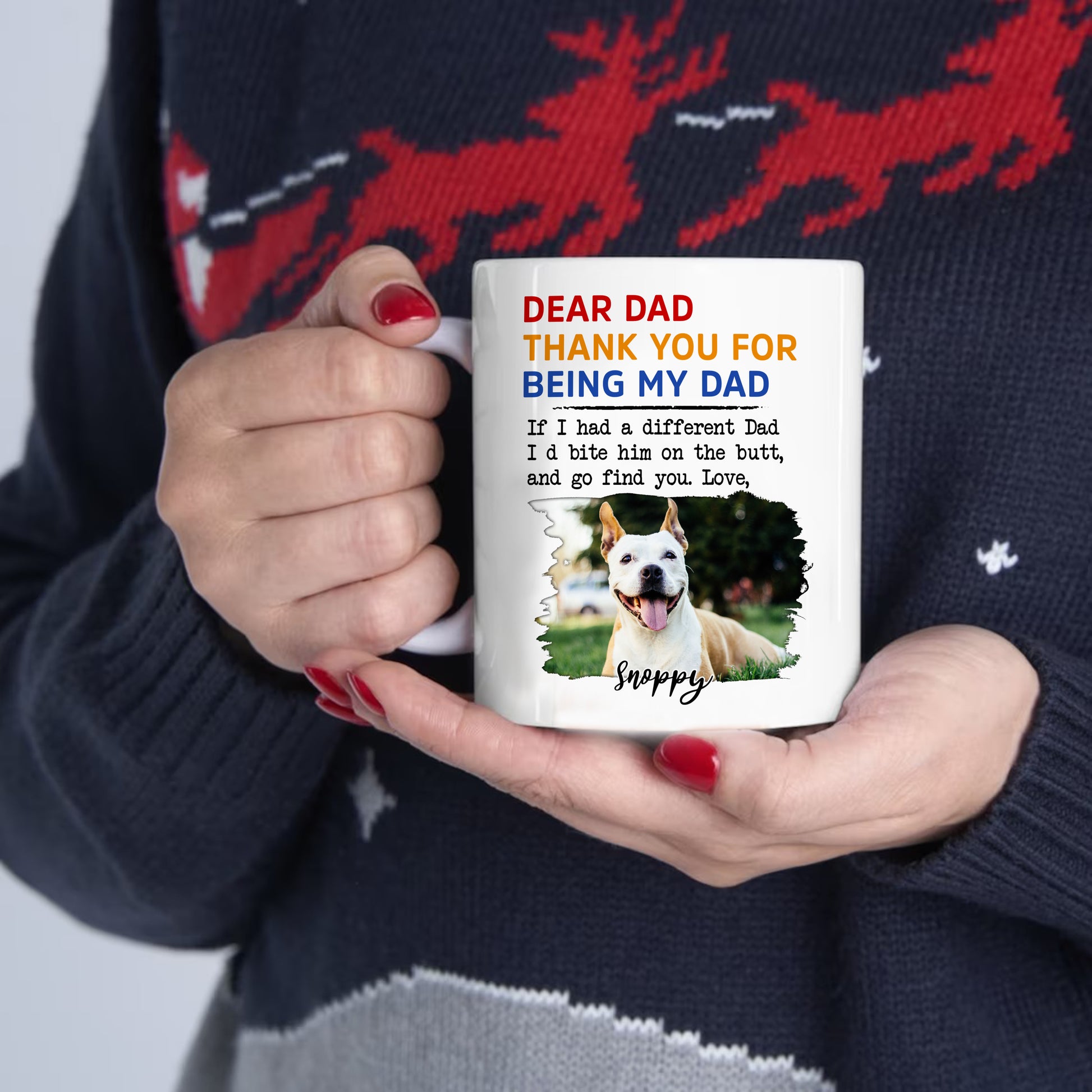 litzzy Custom Dog Dad Gift, Fathers Day Gift for Dog Dad, Personalized Thank You For Being My Dad Dog Dad Mug, Custom Dog Photo Mug   
