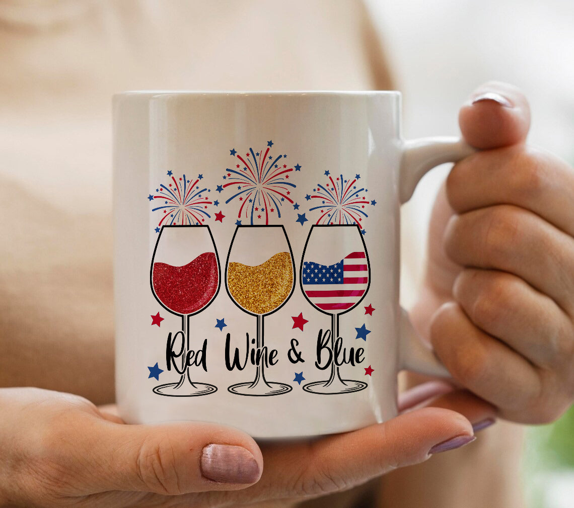 litzzy 4th of July Patriotic Mug, Fireworks USA Coffee Cup, Groovy 4th of July Coffee Mug, American Flag Mug, Happy 4th of July Mug, Independence Day Gift Mug   