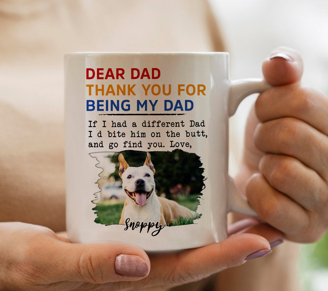 litzzy Custom Dog Dad Gift, Fathers Day Gift for Dog Dad, Personalized Thank You For Being My Dad Dog Dad Mug, Custom Dog Photo Mug   
