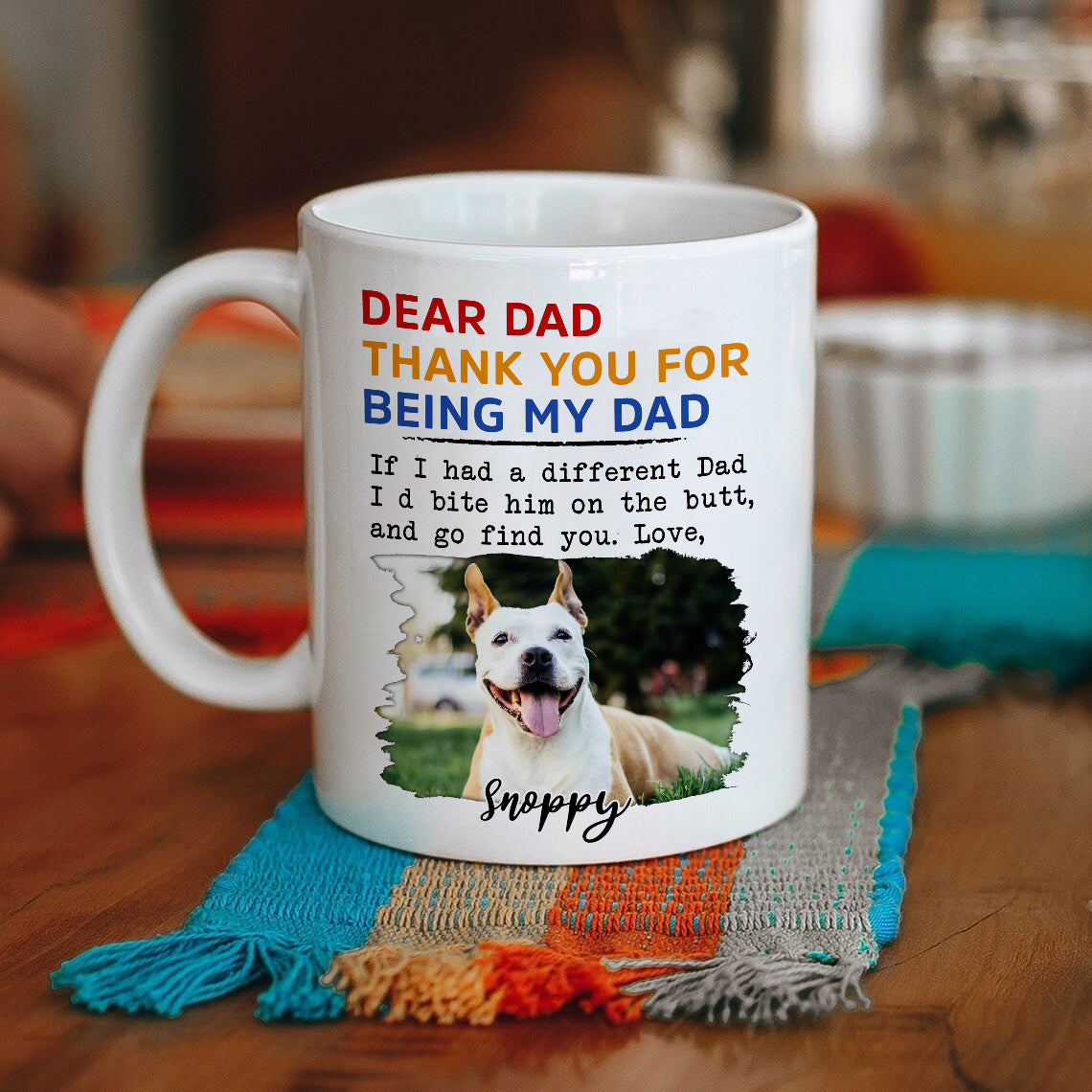 litzzy Custom Dog Dad Gift, Fathers Day Gift for Dog Dad, Personalized Thank You For Being My Dad Dog Dad Mug, Custom Dog Photo Mug   