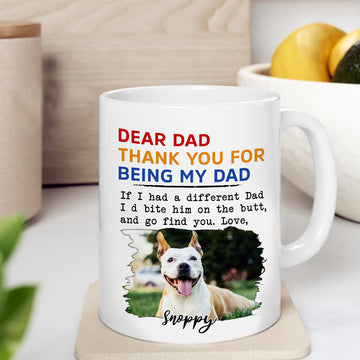 litzzy Custom Dog Dad Gift, Fathers Day Gift for Dog Dad, Personalized Thank You For Being My Dad Dog Dad Mug, Custom Dog Photo Mug   