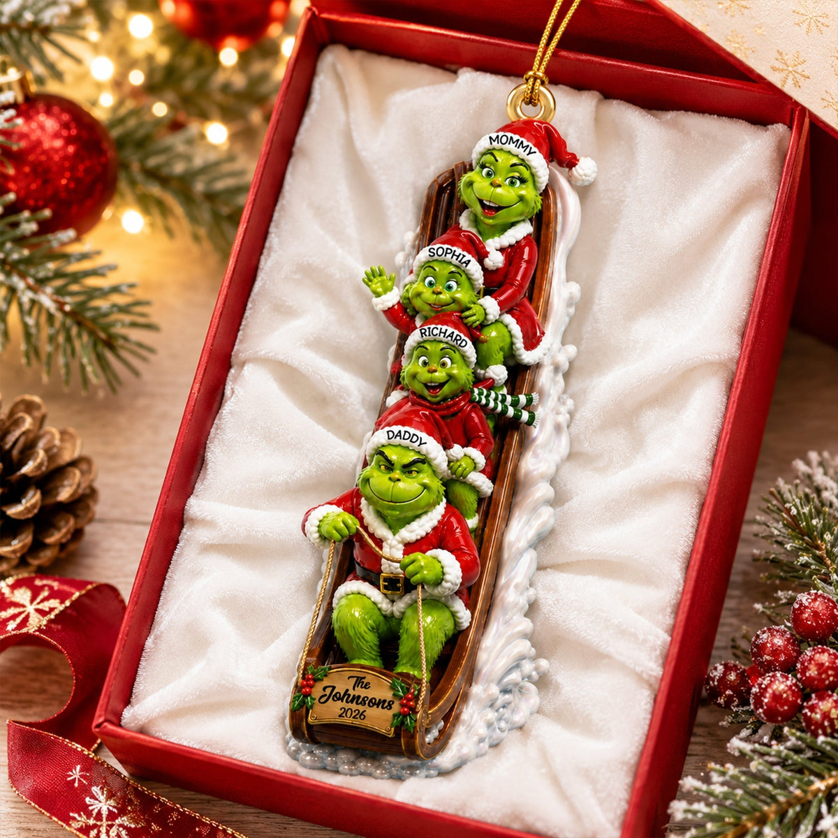 “Celebrate Family Joy!” - Personalized Christmas Ornament - Custom Gift for Family, Friends, and Loved Ones Ornament PopCulturePrints