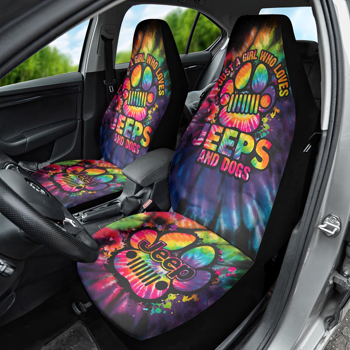 Jeep Dog Paw Colorful Tie Dye Automotive Car Seat Cover - image 3