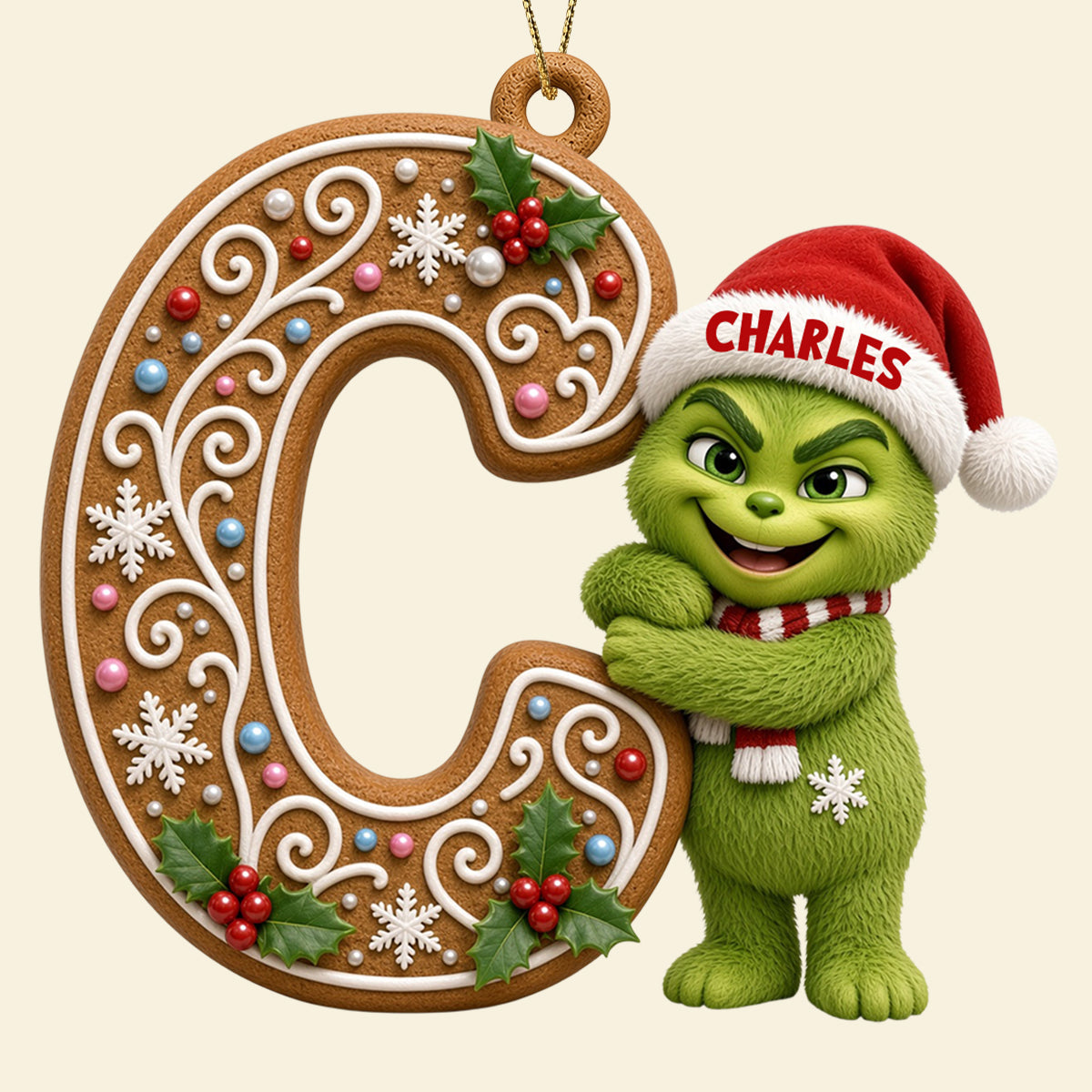 “Spread Holiday Cheer with Personalized Charm” - Whimsical Character Initial Alphabet Ornament - Personalized Christmas Gift Ornament PopCulturePrints