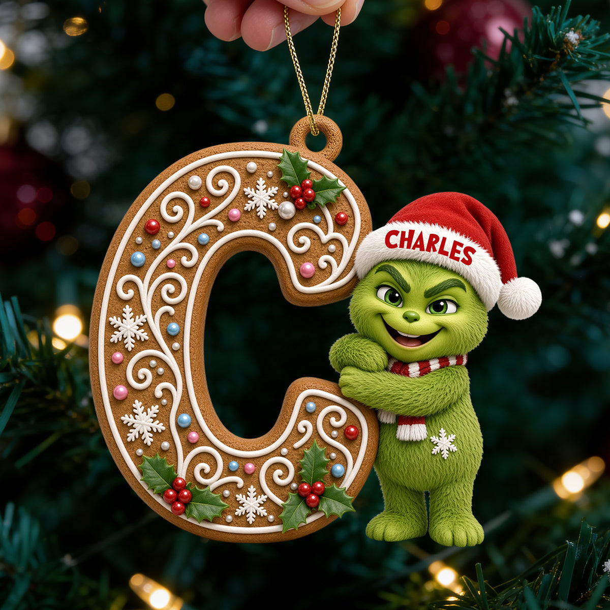 “Spread Holiday Cheer with Personalized Charm” - Whimsical Character Initial Alphabet Ornament - Personalized Christmas Gift Ornament PopCulturePrints
