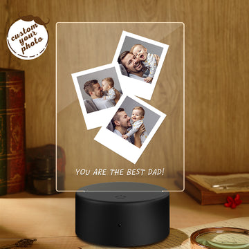 litzzy Customized Father's Day Gift, Personalized Photo Wooden Base Night Light for Dad, Gift For Father's Day Night Light Plastic Base Night Light  