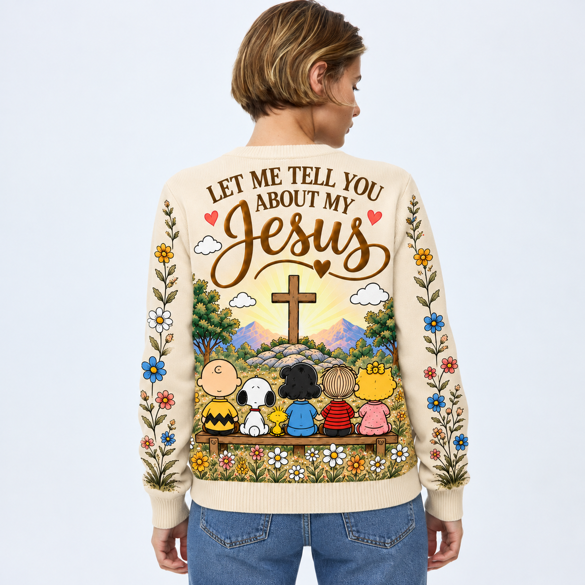 Let Me Tell You About My Jesus Christian Cardigan Gift For Her - Personalized Knitted Cardigan