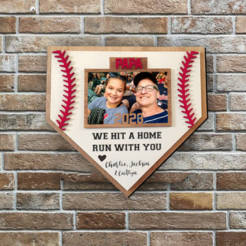 litzzy Father Baseball Sign, Fathers Day Baseball Picture Frame, Gift For Father, Baseball Gift For Dad, Father's Day Gift Custom Wooden Sign Only Frame 3x5 inches 