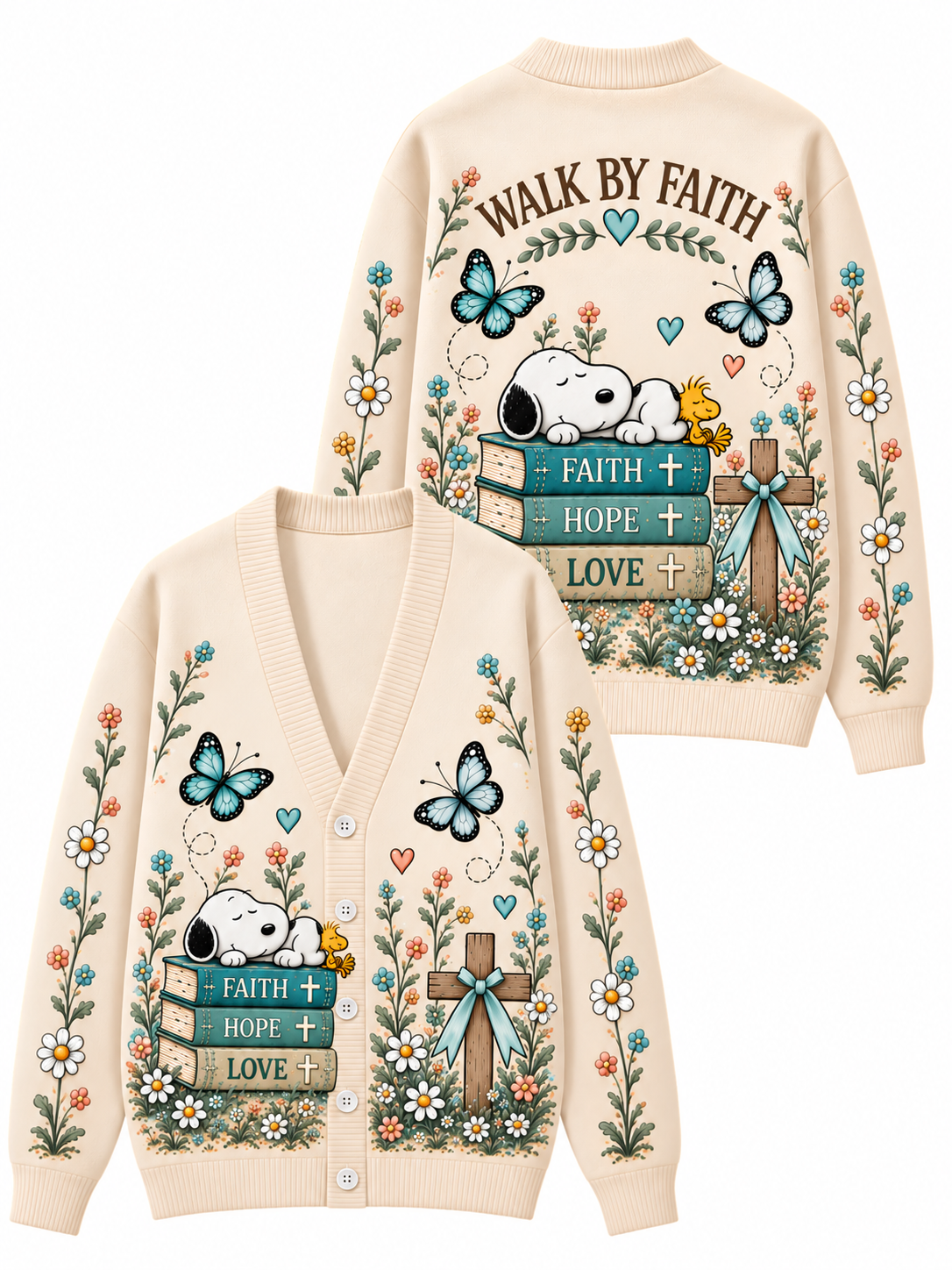 Walk By Faith Gift For Her - Personalized Knitted Cardigan