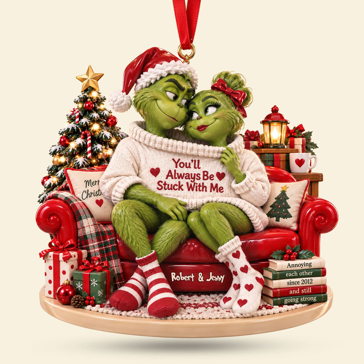 You’ll Always Be Stuck With Me - Personalized Couple Ornament Ornament PopCulturePrints
