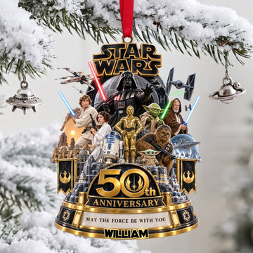 “May the Force Be With You” - Personalized Warriors Merry Christmas Acrylic Ornament - Unique Gifts for Star Wars Fans Ornament PopCulturePrints