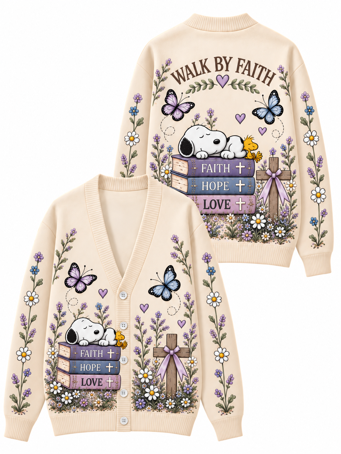 Walk By Faith Gift For Her - Personalized Knitted Cardigan
