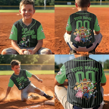 Personalized Set - Custom Baseball Jersey - Super MRO - Custom MRO Character Bowser Shirt - Gamer Birthday Boy Girl Outfit - Nintendo Fan Gift - Family Matching MRO15041605