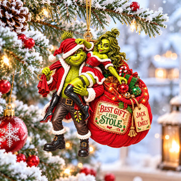 Best Gift I Ever Stole - Funny Personalized Christmas Ornament for Couples Ornament PopCulturePrints