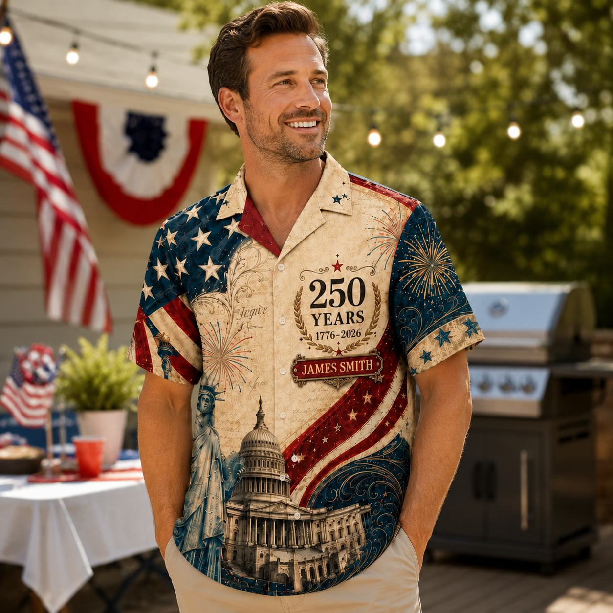 America 250 Years Of Freedom Patriotic Eagle - Personalized Hawaiian Shirt - Gift For Men, Patriots - image 4