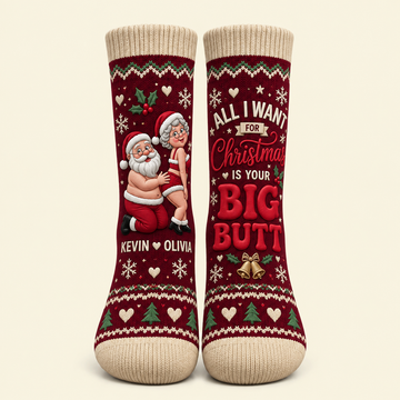 Playful Senior Couple Christmas Socks - Personalized Christmas Gifts For Couple -DN0710261912