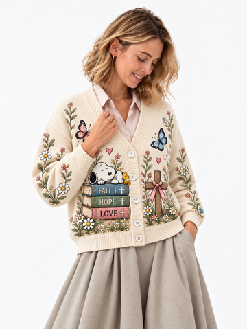 Walk By Faith Gift For Her - Personalized Knitted Cardigan