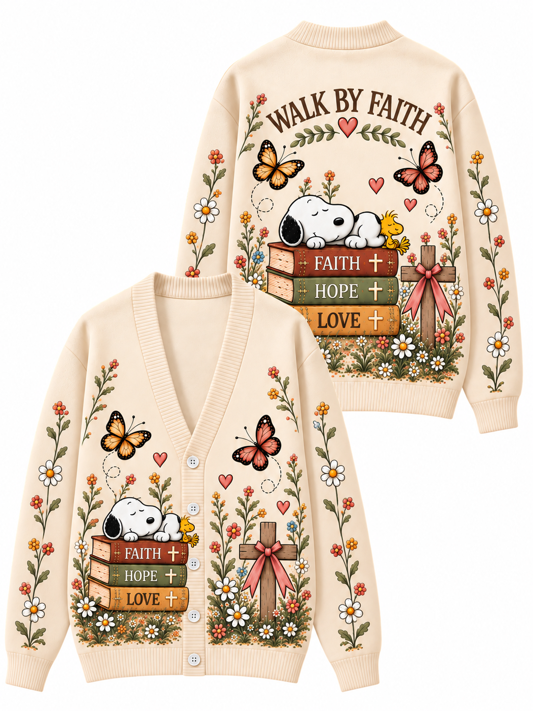Walk By Faith Gift For Her - Personalized Knitted Cardigan
