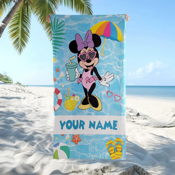 Custom MM Beach Towel, Cartoon Pool Towel, Personalized Summer Vacation Towel, Cute MM Gift TN2606261812