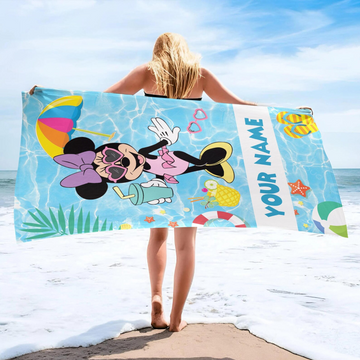 Custom MM Beach Towel, Cartoon Pool Towel, Personalized Summer Vacation Towel, Cute MM Gift TN2606261812