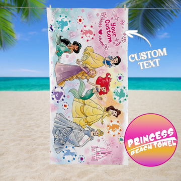 Custom DN Princess Beach Towel, Custom Name Princess Towel, Birthday Girl Summer Vacation Gift, Bath Pool, Summer Vacation TN2606261821