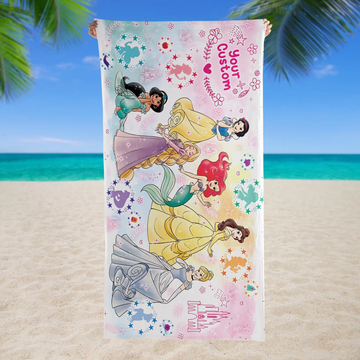 Custom DN Princess Beach Towel, Custom Name Princess Towel, Birthday Girl Summer Vacation Gift, Bath Pool, Summer Vacation TN2606261821