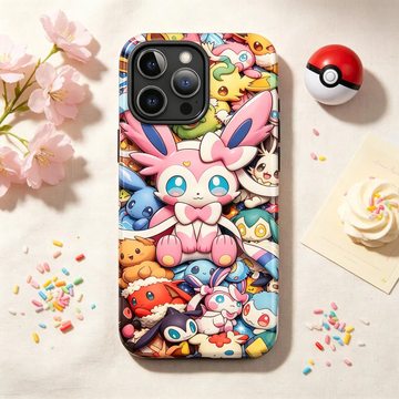PoMo Sylveon Phone Case, 3D Collage, Cute Eevee Art, Officially Licensed MagSafe Cover for iPhone, Samsung Galaxy & Google Pixel TN3006261236