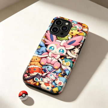 PoMo Sylveon Phone Case, 3D Collage, Cute Eevee Art, Officially Licensed MagSafe Cover for iPhone, Samsung Galaxy & Google Pixel TN3006261236