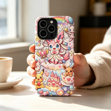 PoMo Phone Case, 3D Puffy Eevee Pikachu Sylveon Flareon Jolteon Collage Tough Case for iPhone Samsung Pixel MagSafe TN3006261523