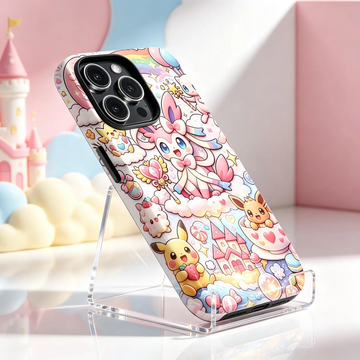 PoMo Phone Case, 3D Puffy Eevee Pikachu Sylveon Flareon Jolteon Collage Tough Case for iPhone Samsung Pixel MagSafe TN3006261523