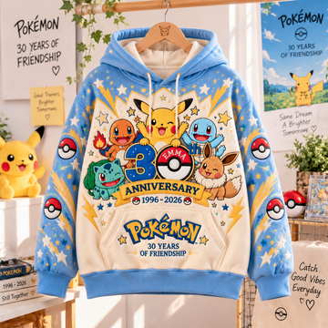 Retro Friendship Anniversary - Personalized AOP Hoodie - Anniversary Gift For Movie Fans
