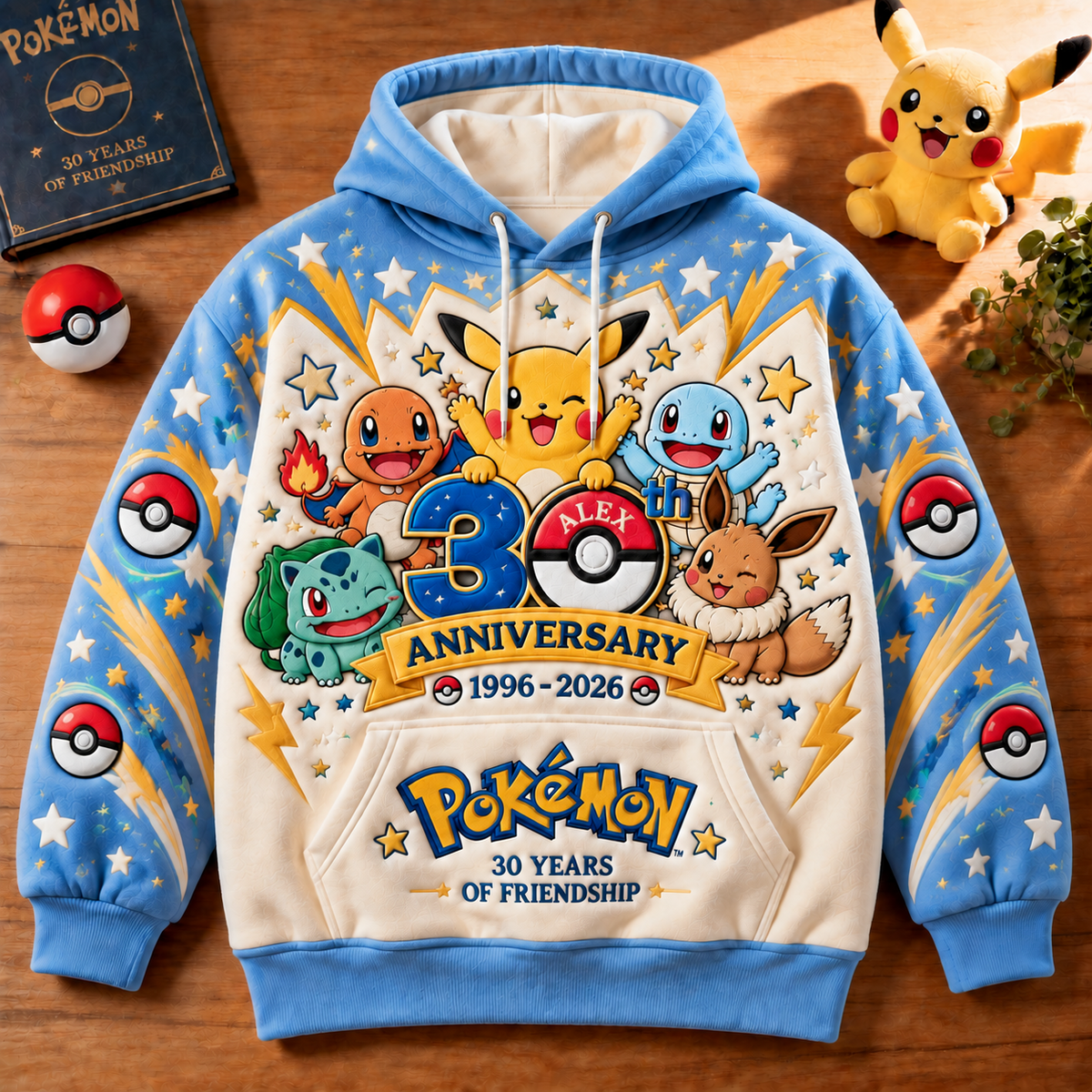 Retro Friendship Anniversary - Personalized AOP Hoodie - Anniversary Gift For Movie Fans