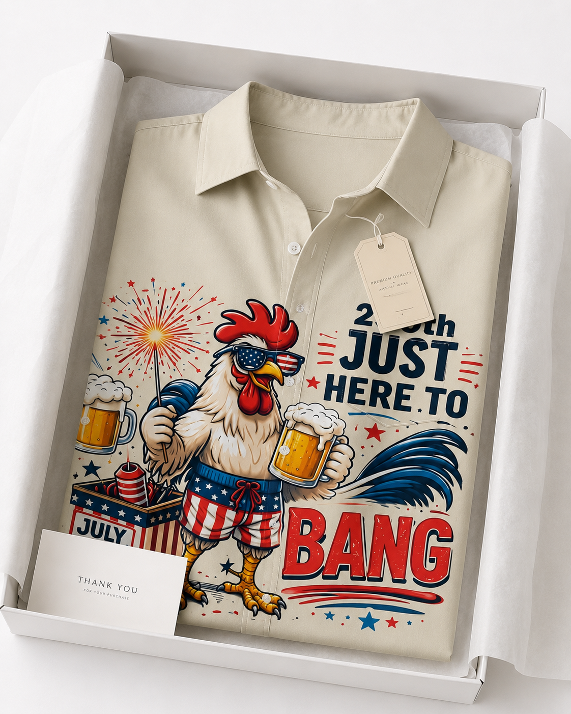 Funny 250th Anniversary Rooster Just Here To Bang Patriotic Chicken Beer - Personalized Hawaiian Shirt - Gift For Dad, Patriots - image 7
