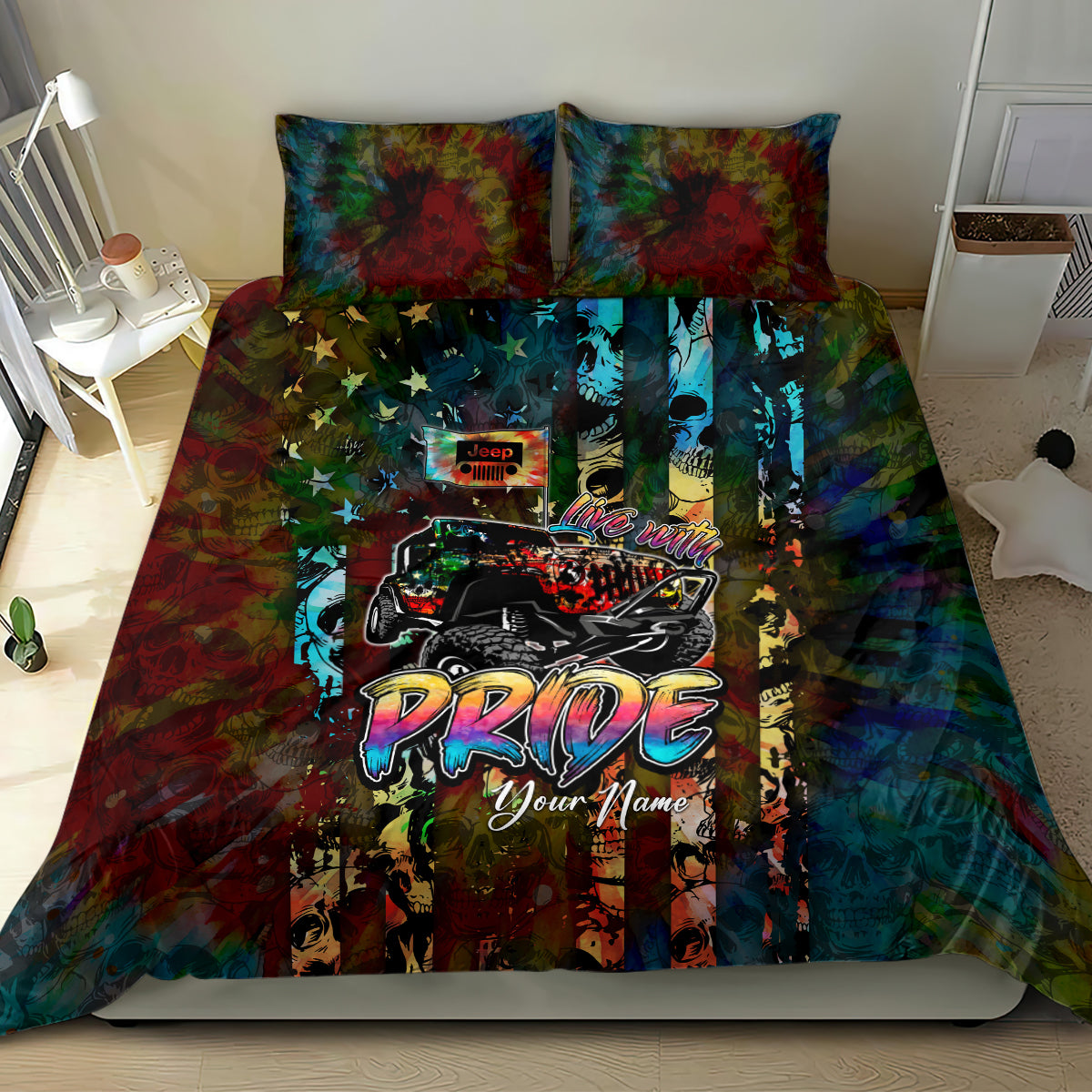 lgbt-jeep-skull-live-with-pride-bedding-set