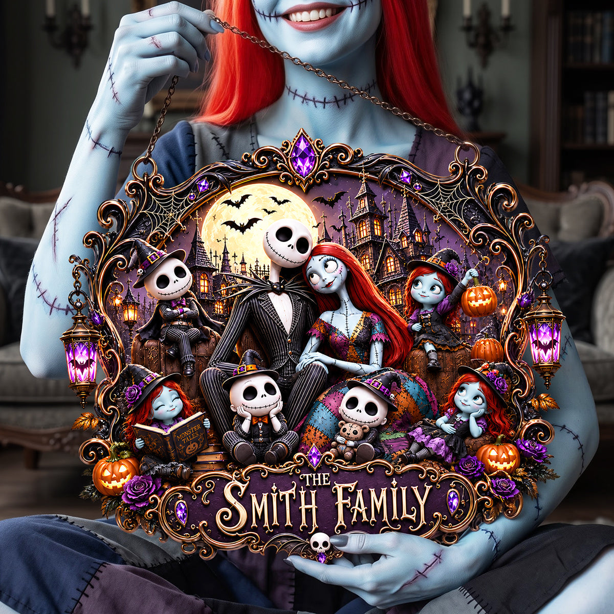 “Embrace the Spookiness Together” - Personalized Spooky Family Acrylic Sign - Unique Halloween Gift for Families, Friends, and Loved Ones Acrylic Sign PopCulturePrints