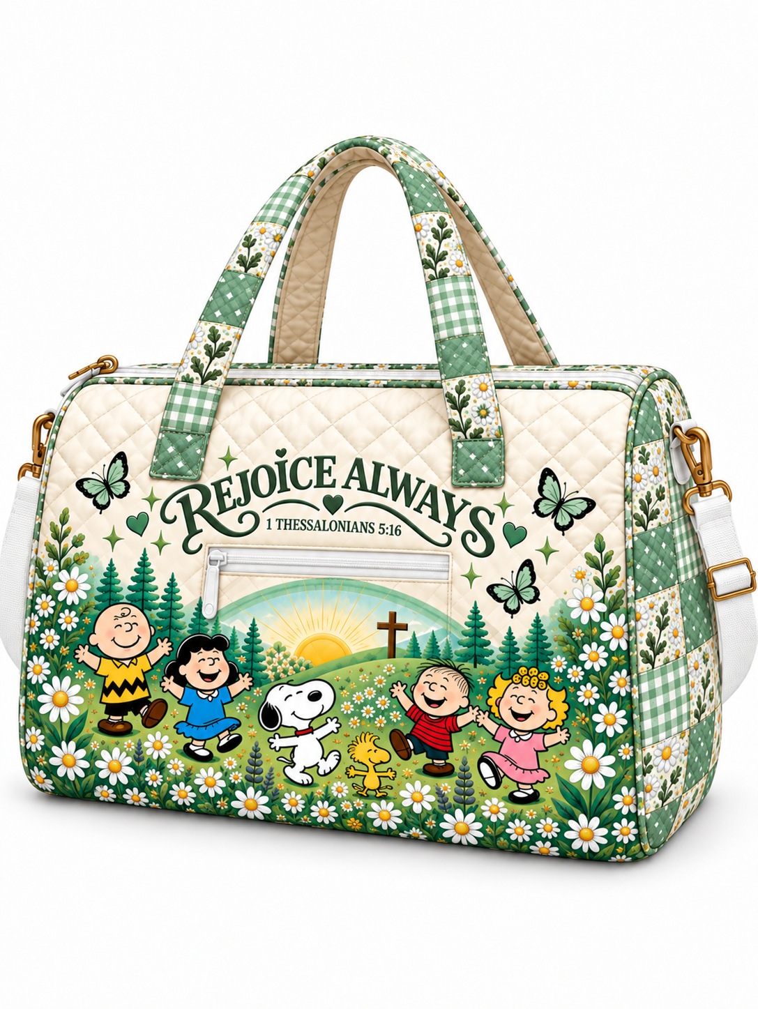Rejoice Always Gift For Her - Personalized Christian Quilted Duffle Bag