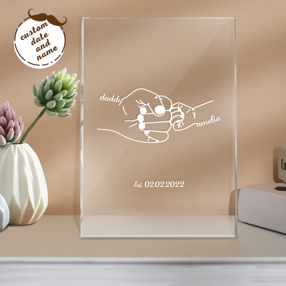 litzzy Personalised Night Light with Name and Date Father’s Day Gift for Dad, Gift For Father's Day Night Light Plaque  