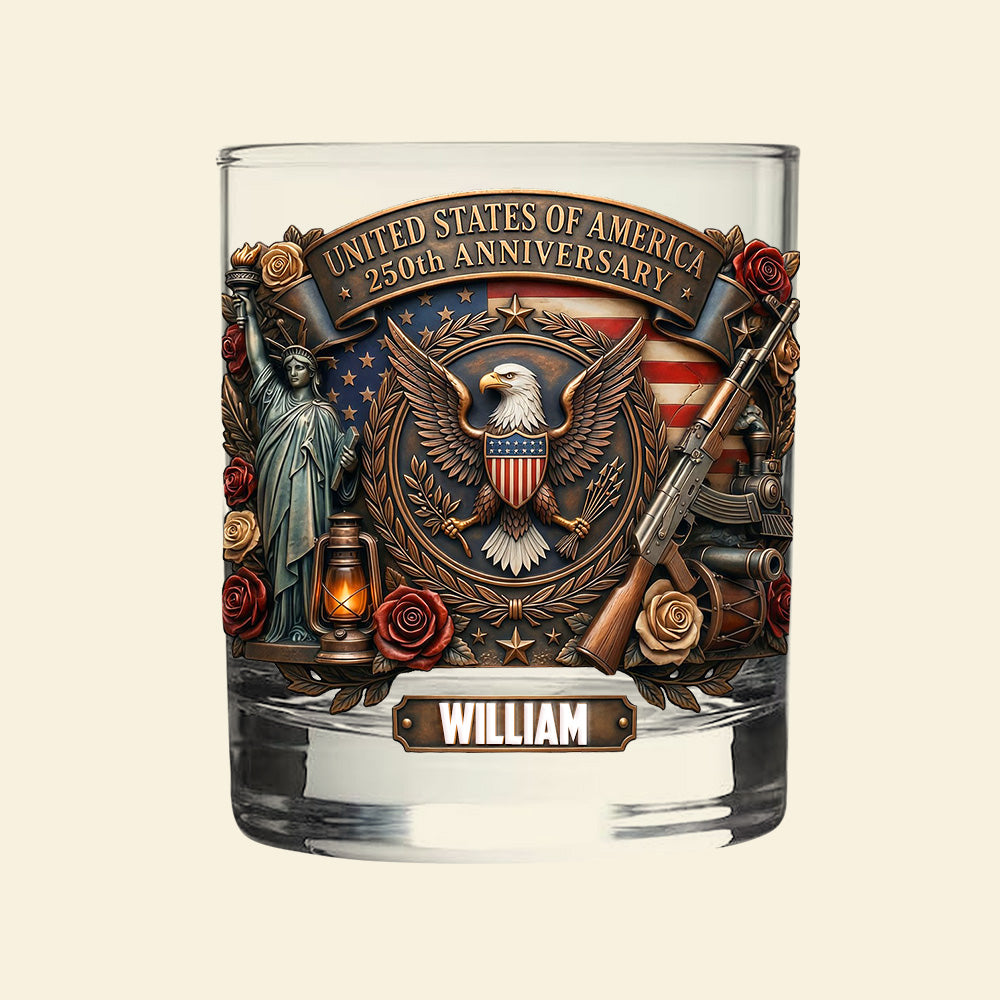 USA 250th Anniversary Round Glass - Personalized Gifts For Patriots 031tymg200326-Homacus