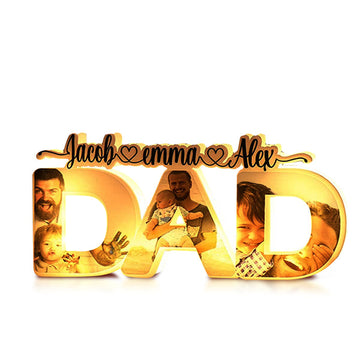 litzzy Personalized Father's Day Night Lamp Custom Acrylic Family Photo Dad Night Light with Name, Gift For Father's Day Night Light   