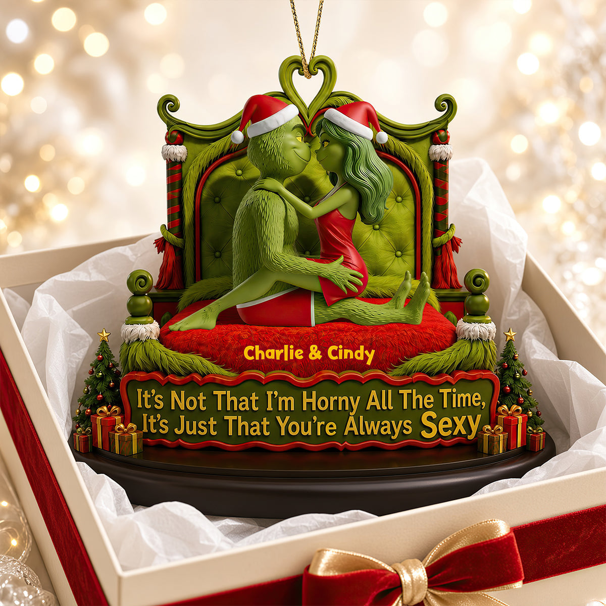 Playful Couple Acrylic Ornament - Personalized Christmas Gifts for Couples Ornament PopCulturePrints
