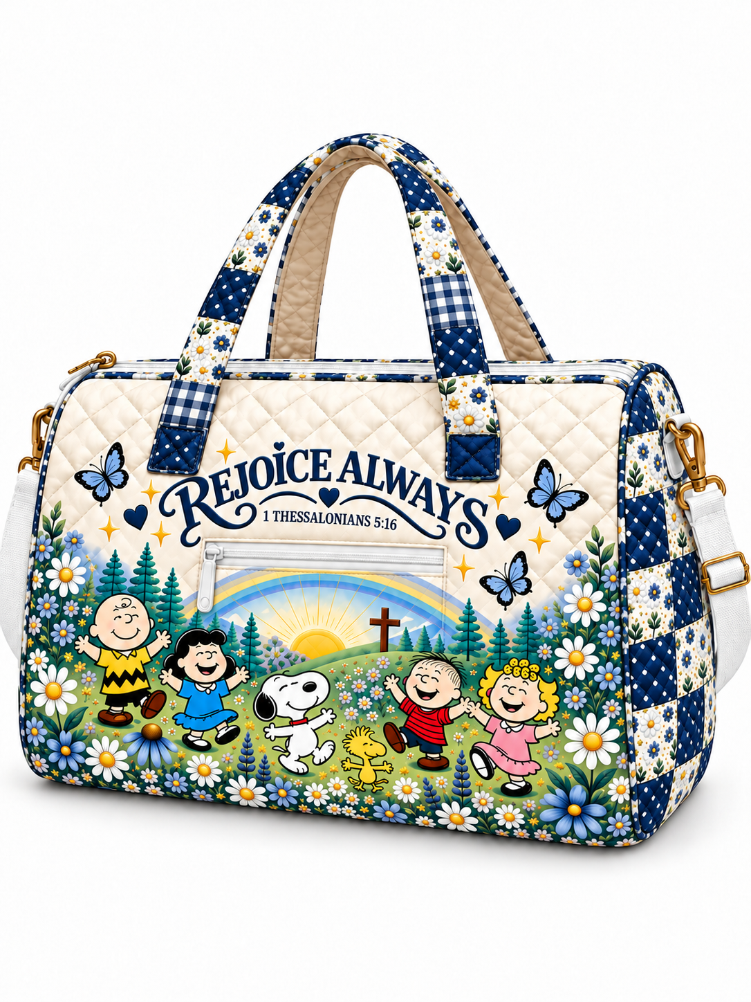 Rejoice Always Gift For Her - Personalized Christian Quilted Duffle Bag