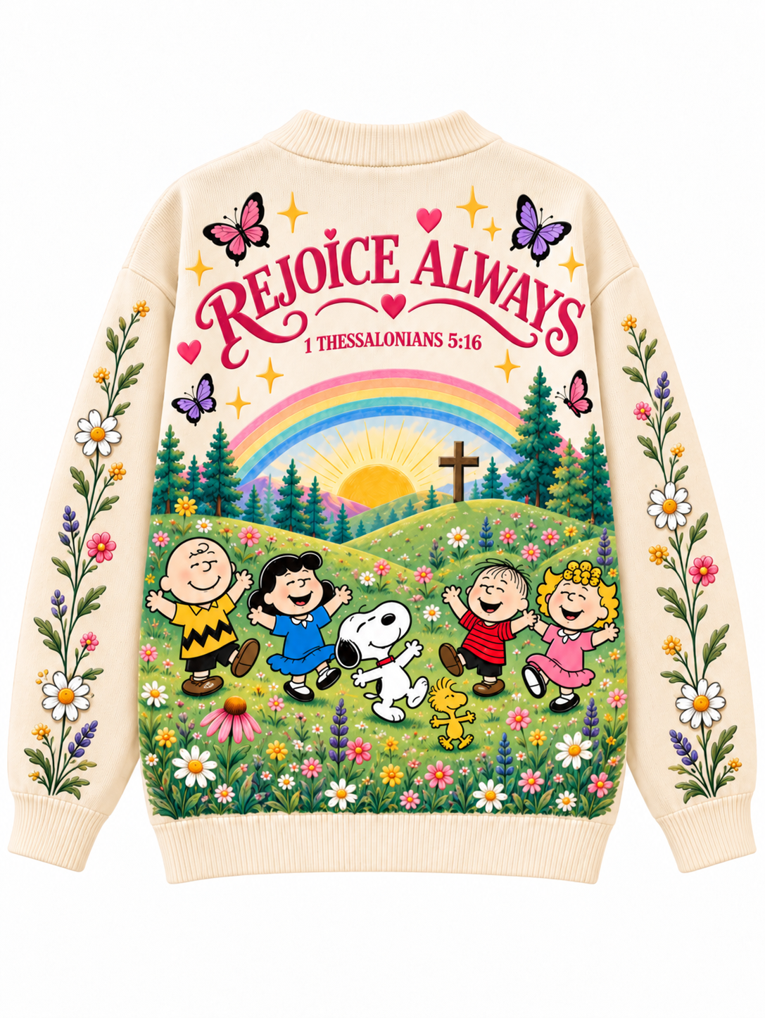 Rejoice Always Gift For Her - Personalized Christian Knitted Cardigan