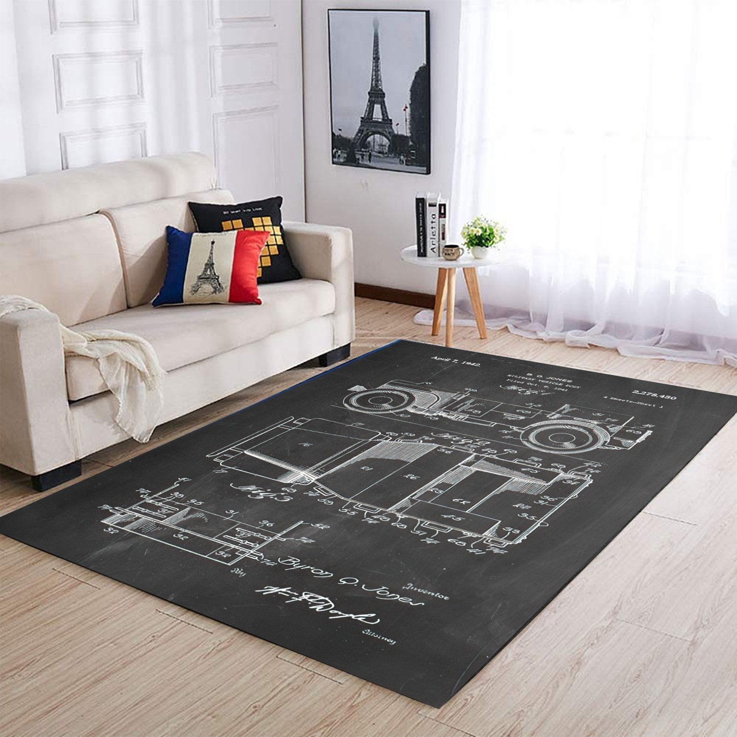 Willy's Jeep Patent Blueprint Area Rug LT11